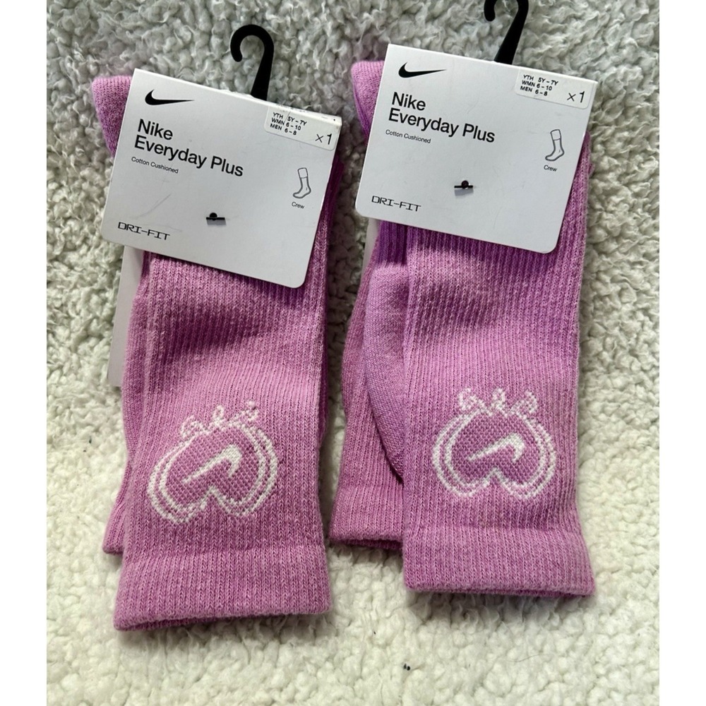 Nike Everyday Plus IH8626-503 Women's Medium (6-10) Pink Crew Lot of 2 Socks(H1)